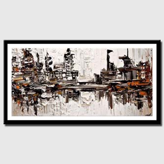 canvas print of modern texture city painting contemporary abstract