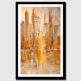 canvas print of Yellow abstract cityscape painting modern fine art