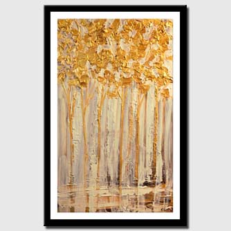 canvas print of blooming birch trees palette knife painting