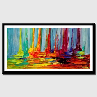 canvas print of colorful abstract sail boats in sea modern palette knife painting