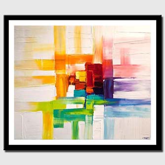 canvas print of colorful abstract painting modern palette knife