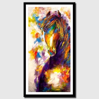 canvas print of modern colorful horse painting palette knife abstract