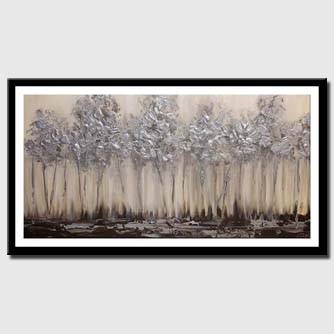 canvas print of silver blooming trees abstract landscape painting