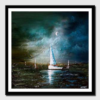 canvas print of moonlight sailing seascape painting