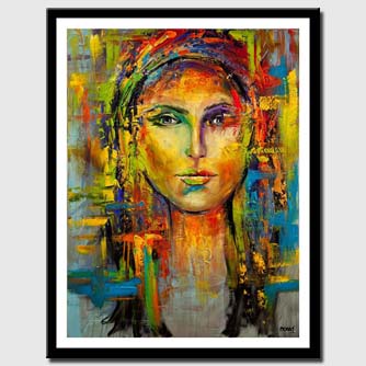 canvas print of colorful portrait painting modern palette knife