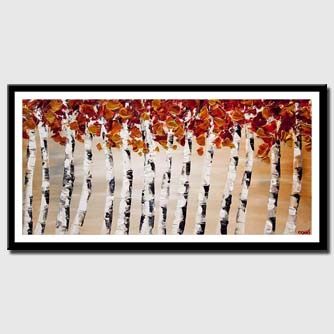 canvas print of blooming birch trees white abstract landscape textured