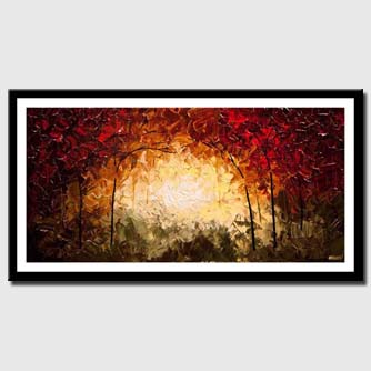 canvas print of modern palette knife painting Blooming Tree Landscape