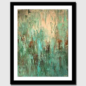 canvas print of large contemporary turquoise abstract painting modern palette knife