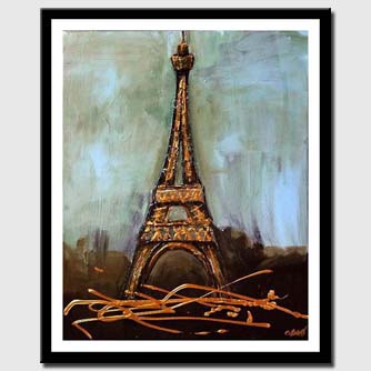 canvas print of Eiffel tower abstract painting framed