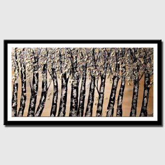 canvas print of black silver blooming tree abstract painting