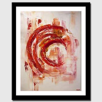 canvas print of contemporary red white abstract painting textured palette knife