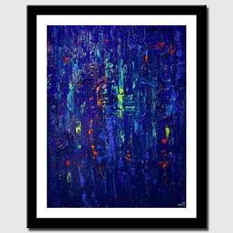 canvas print of blue textured abstract painting modern palette knife