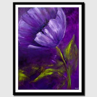 canvas print of purple flower abstract green leaves