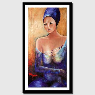 canvas print of figure painting woman blue purple textured painting