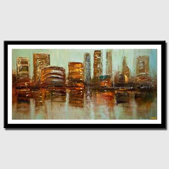canvas print of modern palette knife city abstract painting