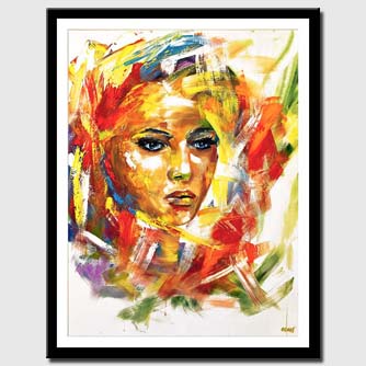 canvas print of colorful woman portrait painting on white