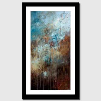 canvas print of large textured blue brown abstract art