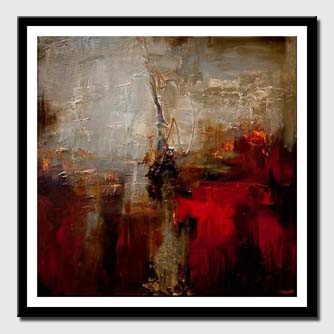 canvas print of white red contemporary abstract painting
