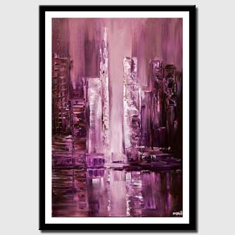 canvas print of purple city abstract painting