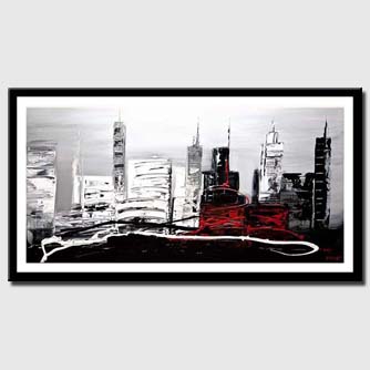 canvas print of original contemporary black white abstract painting