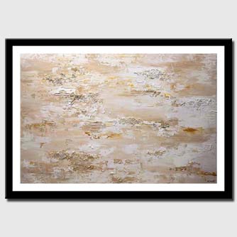 canvas print of white cream textured abstract art