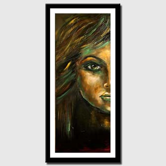 canvas print of Green woman portrait painting