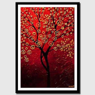 canvas print of red gold tree painting