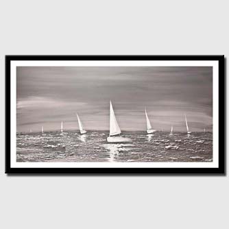 canvas print of silver seascape painting modern texture abstract art