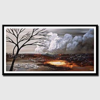 canvas print of silver landscape tree painting textured painting home decor