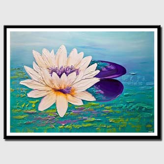 canvas print of Lutos flower contemporary modern floral painting palette knife