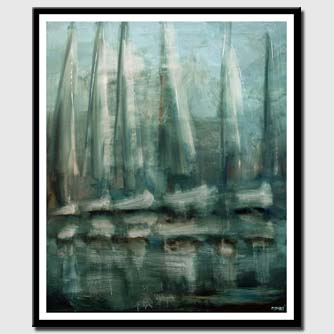 canvas print of contemporary modern sailboats abstract painting blue