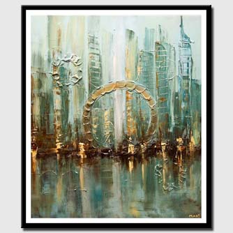 canvas print of original abstract city modern palette knife
