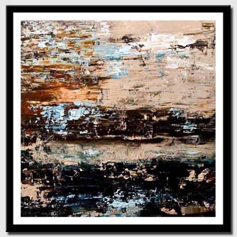 canvas print of contemporary blue cream abstract art modern palette knife heavy textured