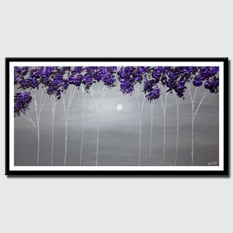 canvas print of purple lavender blooming trees painting heavy texture