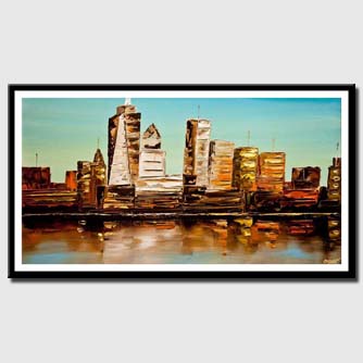 canvas print of modern nyc downtown painting modern palette knife