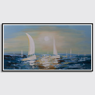 canvas print of seascape painting modern palette knife teal