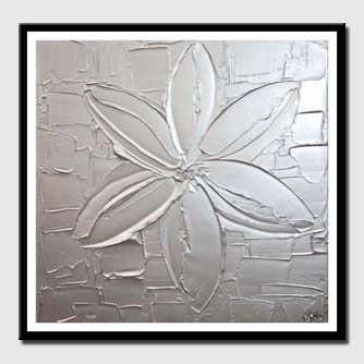 canvas print of textured silver abstract painting