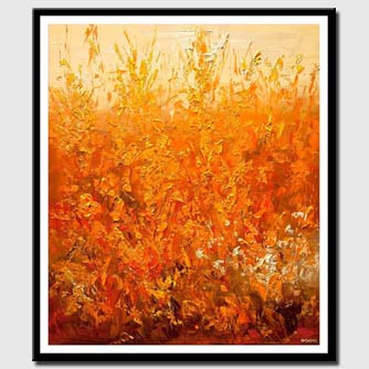 canvas print of orange cream floral abstract painting modern palette knife