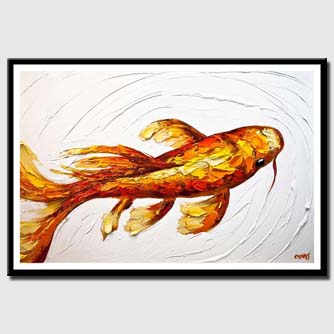 canvas print of orange koi fish painting textured koi fish art