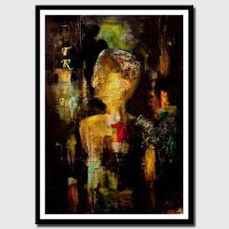 canvas print of black textured abstract painting