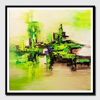 canvas print of green textured abstract art