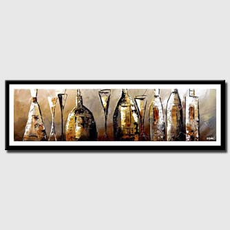 canvas print of Liquor wine bottles resturant painting