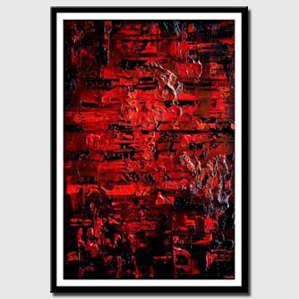 canvas print of red black textured abstract art