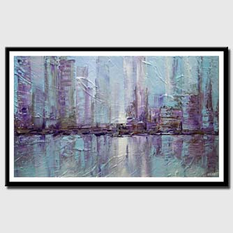 canvas print of New York city textured abstract city painting