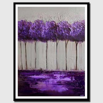 canvas print of purple gray blooming tree painting