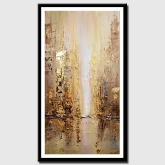 canvas print of golden abstract city painting