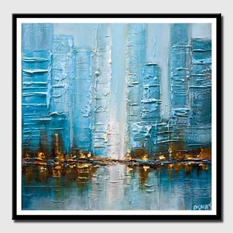 canvas print of blue city abstract painting