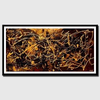 canvas print of Black Gold textured abstract painting