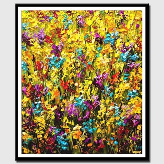 canvas print of modern palette knife floral painting