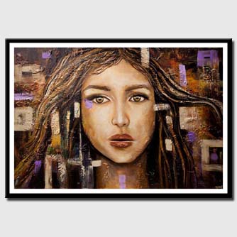 canvas print of textured abstract portrait painting